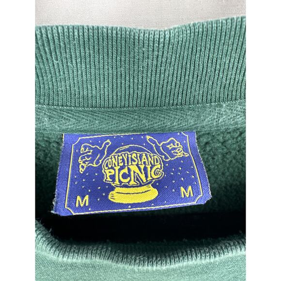 Coney Island Picnic Sweatshirt Womens Medium Green Alpine Ski Pullover Graphic - Picture 2 of 7
